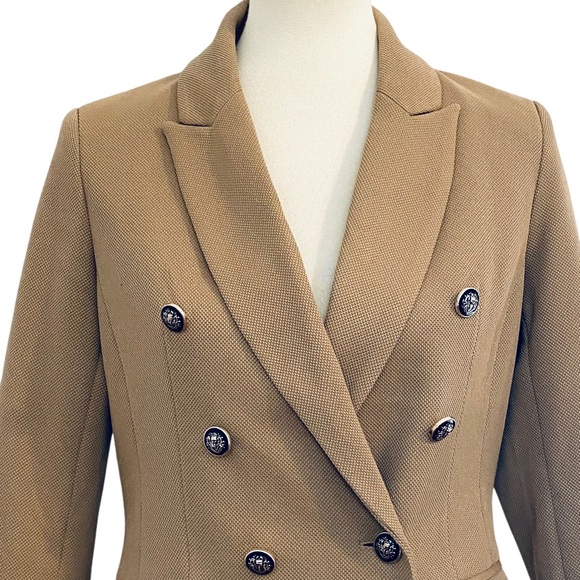 Jules & Leopold Stretch Double Breasted Tan Blazer Jacket Womens Sz S - Picture 2 of 10
